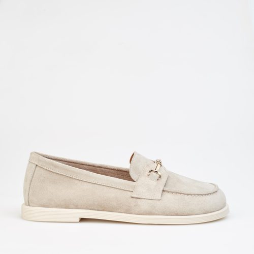 Minimalist Suede Loafers Handmade Leather Moccasins Soft Beige