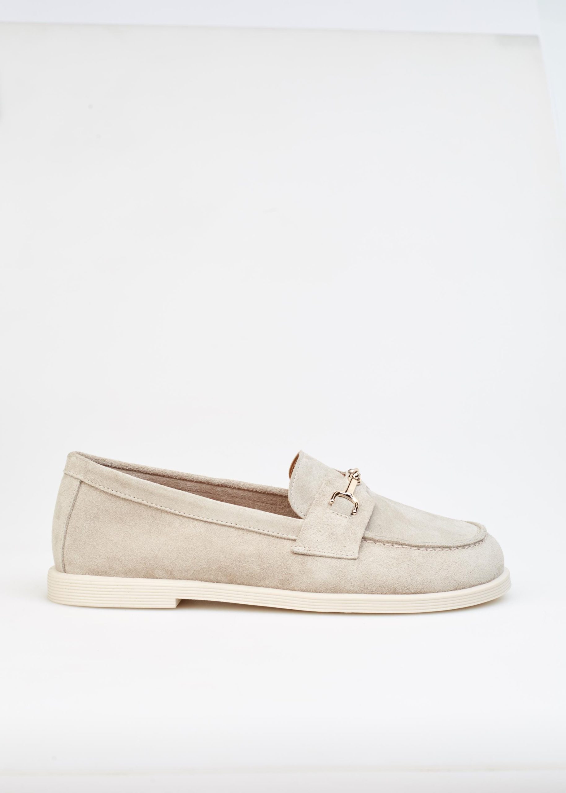 Minimalist Suede Loafers Handmade Leather Moccasins Soft Beige