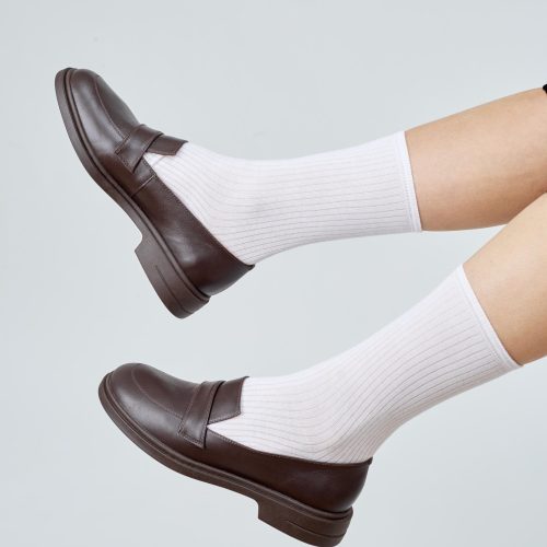 Brown Leather Loafers For Women Classic Elegant Slip