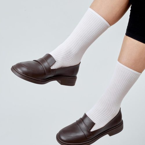 Brown Leather Loafers For Women Classic Elegant Slip