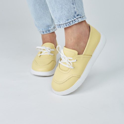 Lemon Color Stylish Keds Yellow Leather Women Sneakers
