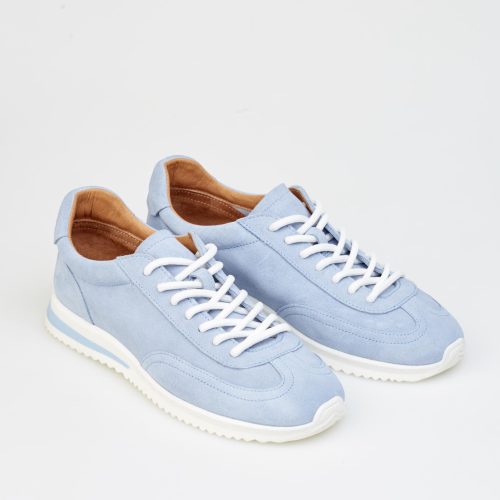 Light Blue Leather Sneakers For Women Casual Suede