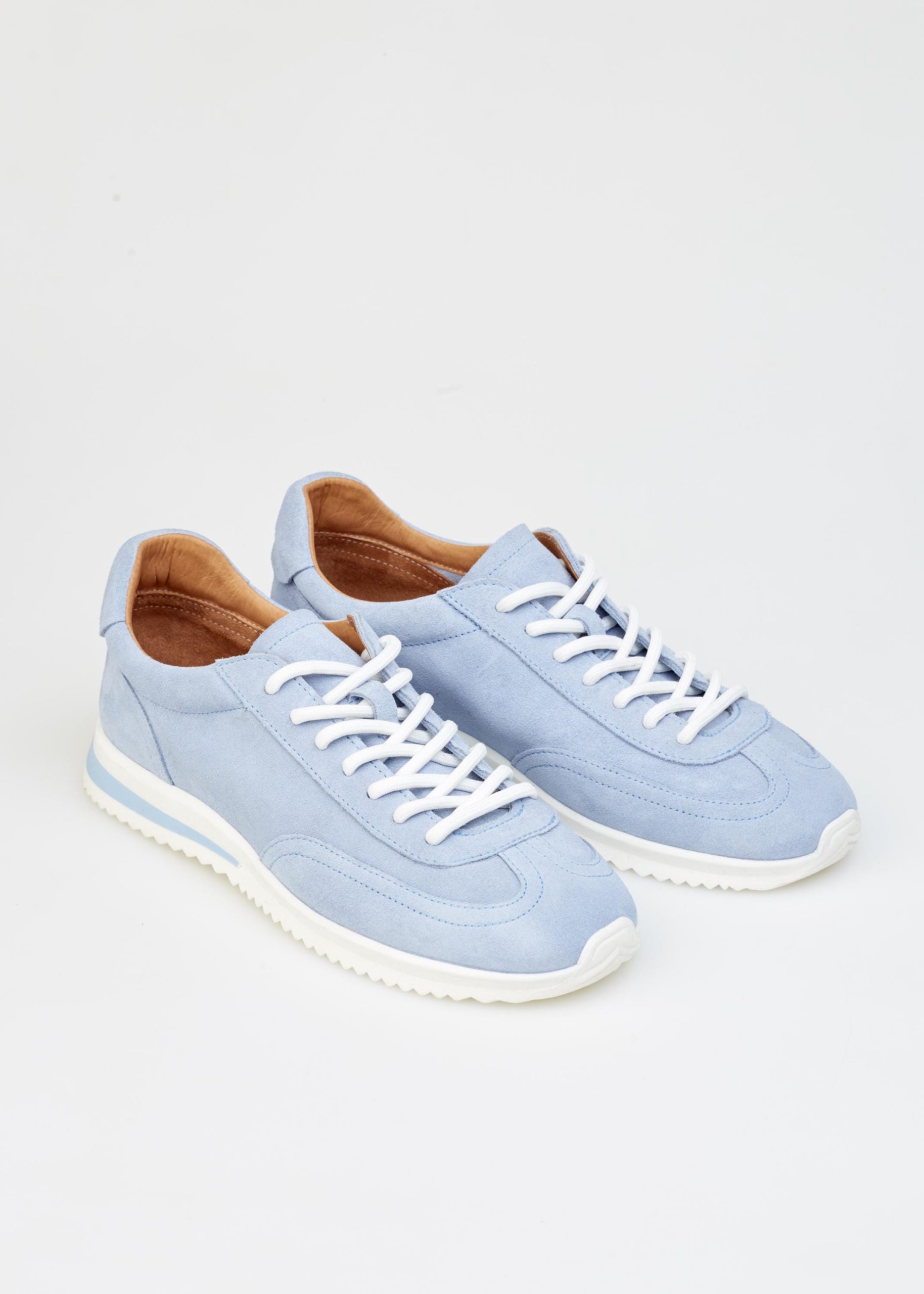 Light Blue Leather Sneakers For Women Casual Suede