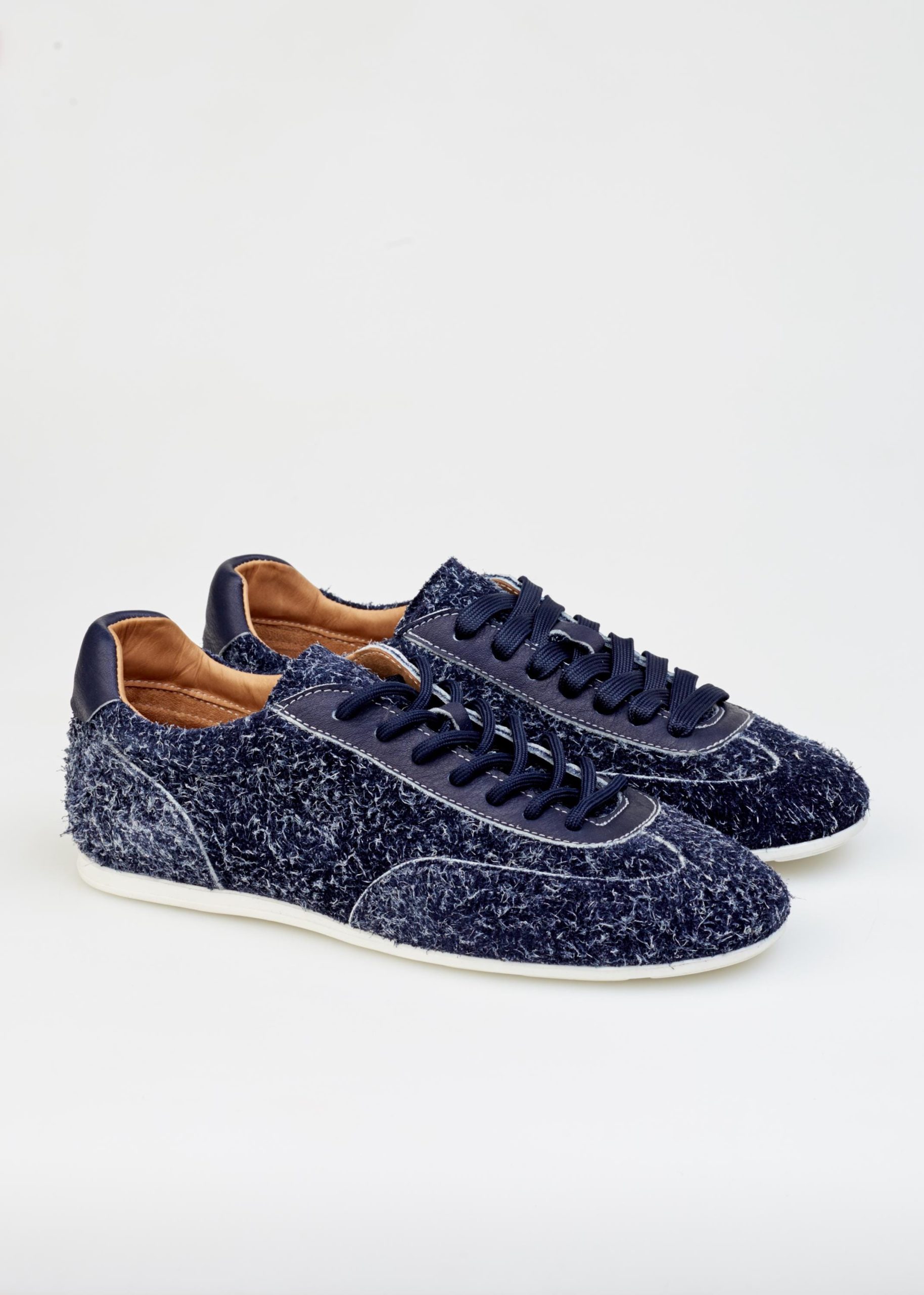 Women's Suede Leather Sneakers Natural Lining Navy Blue