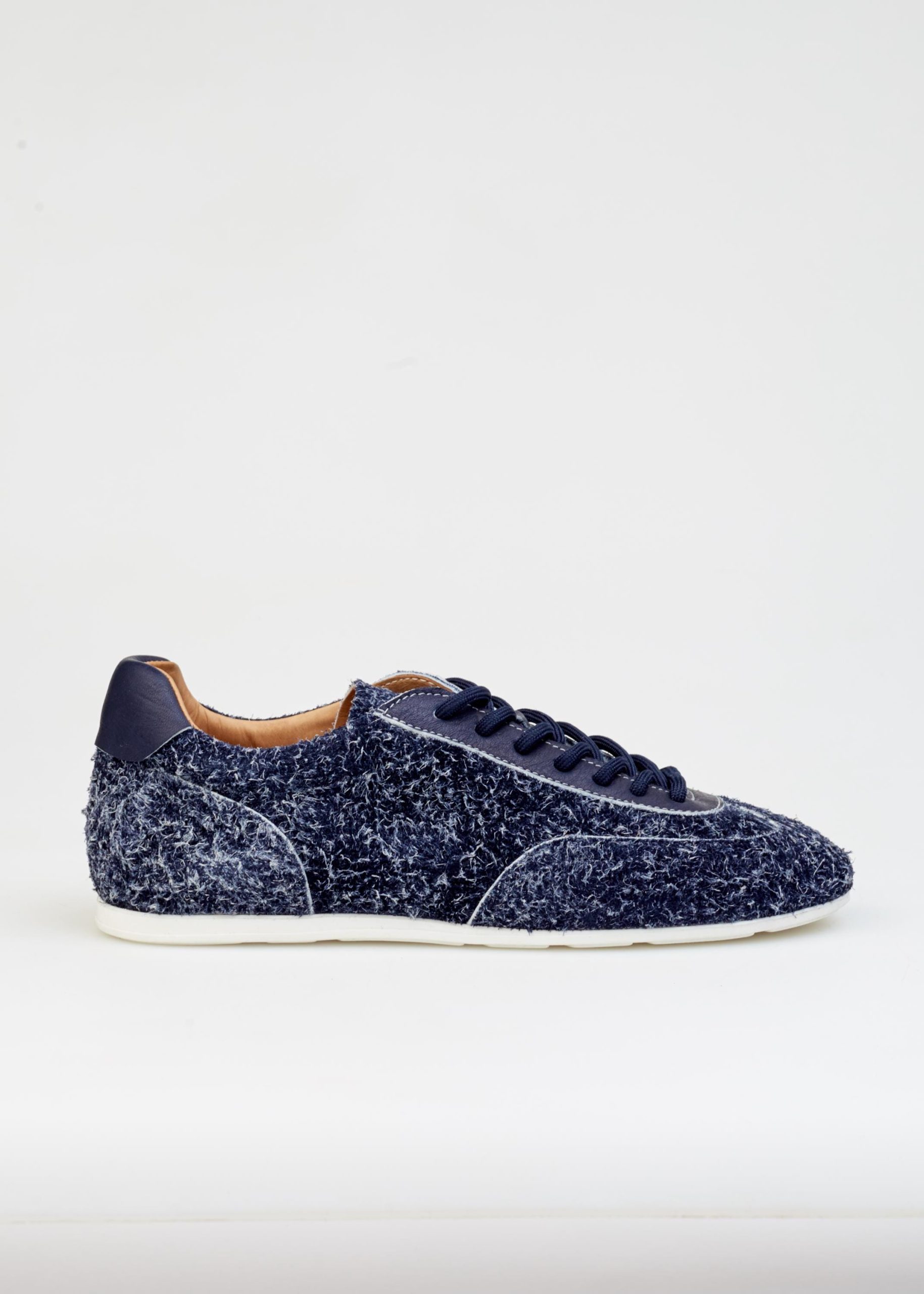 Women's Suede Leather Sneakers Natural Lining Navy Blue