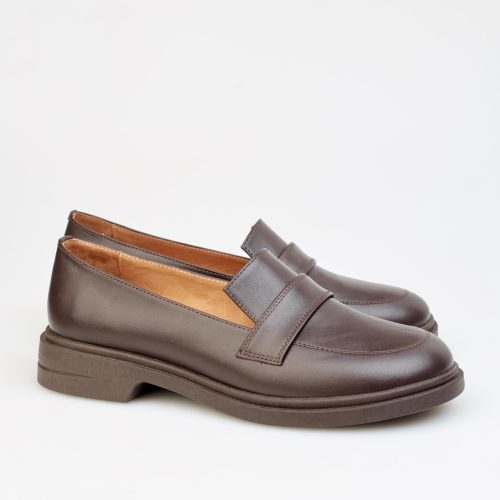 Brown Leather Loafers For Women Classic Elegant Slip