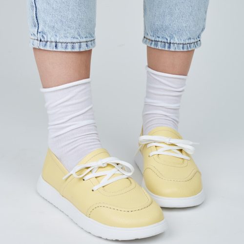 Lemon Color Stylish Keds Yellow Leather Women Sneakers