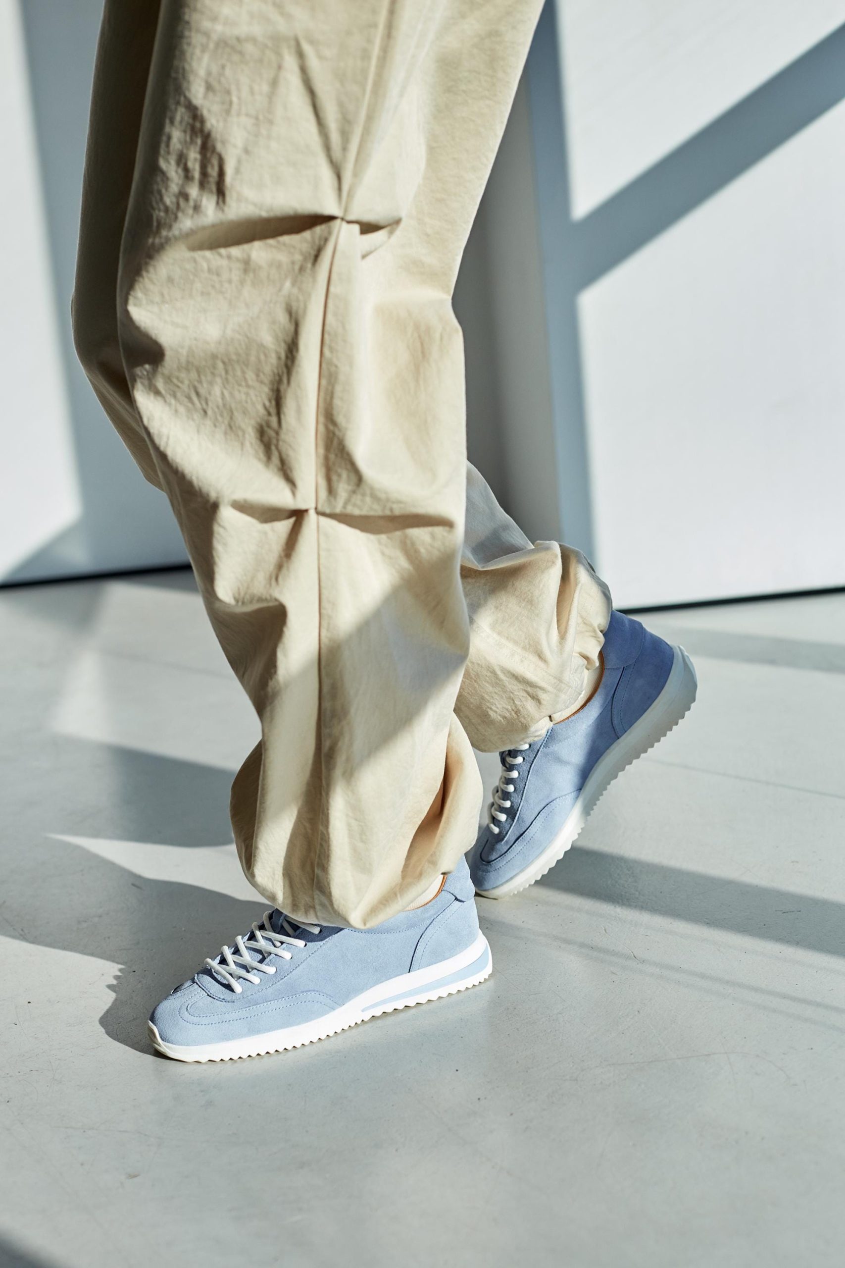 Light Blue Leather Sneakers For Women Casual Suede