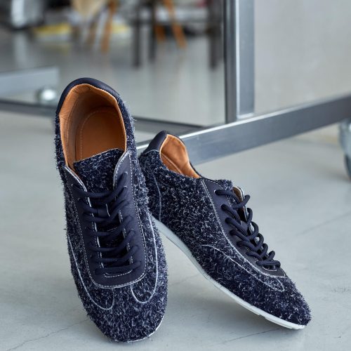 Women's Suede Leather Sneakers Natural Lining Navy Blue