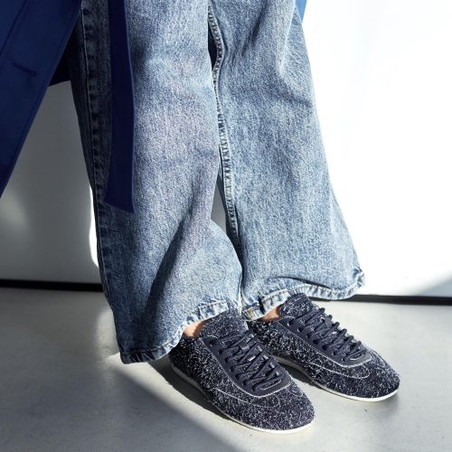 Women's Suede Leather Sneakers Natural Lining Navy Blue