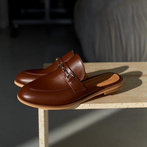 Women S Backless Loafers Beige Leather Mules With