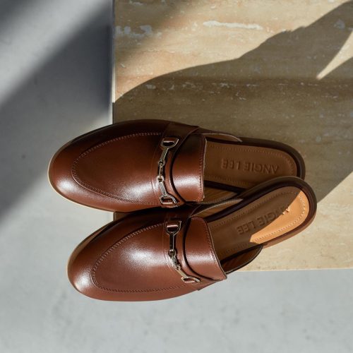 Women S Backless Loafers Beige Leather Mules With