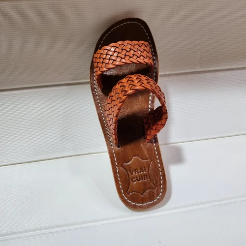 Women’s Woven Double Strap Moroccan Leather Slides