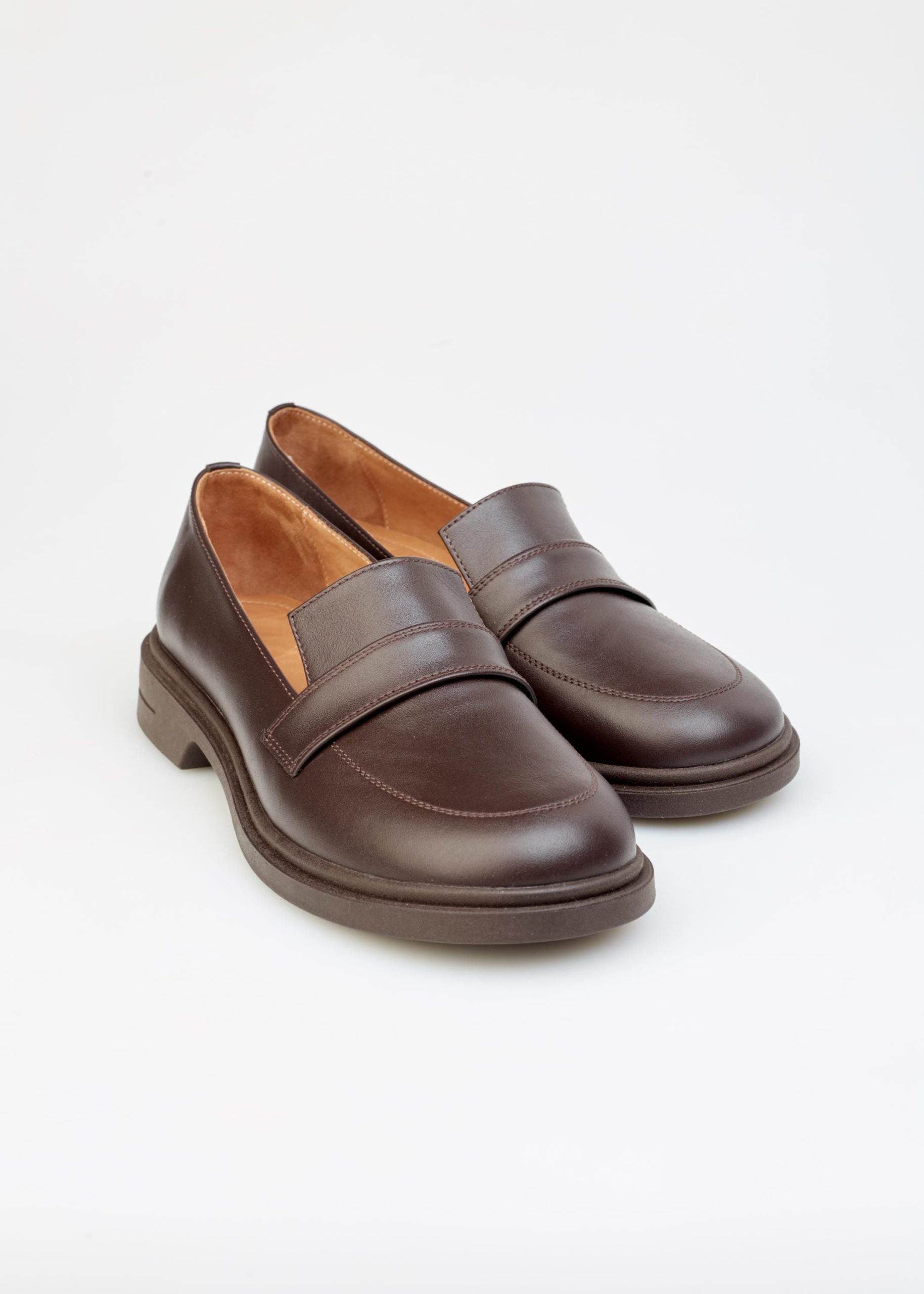 Brown Leather Loafers Women S Slip On Flats