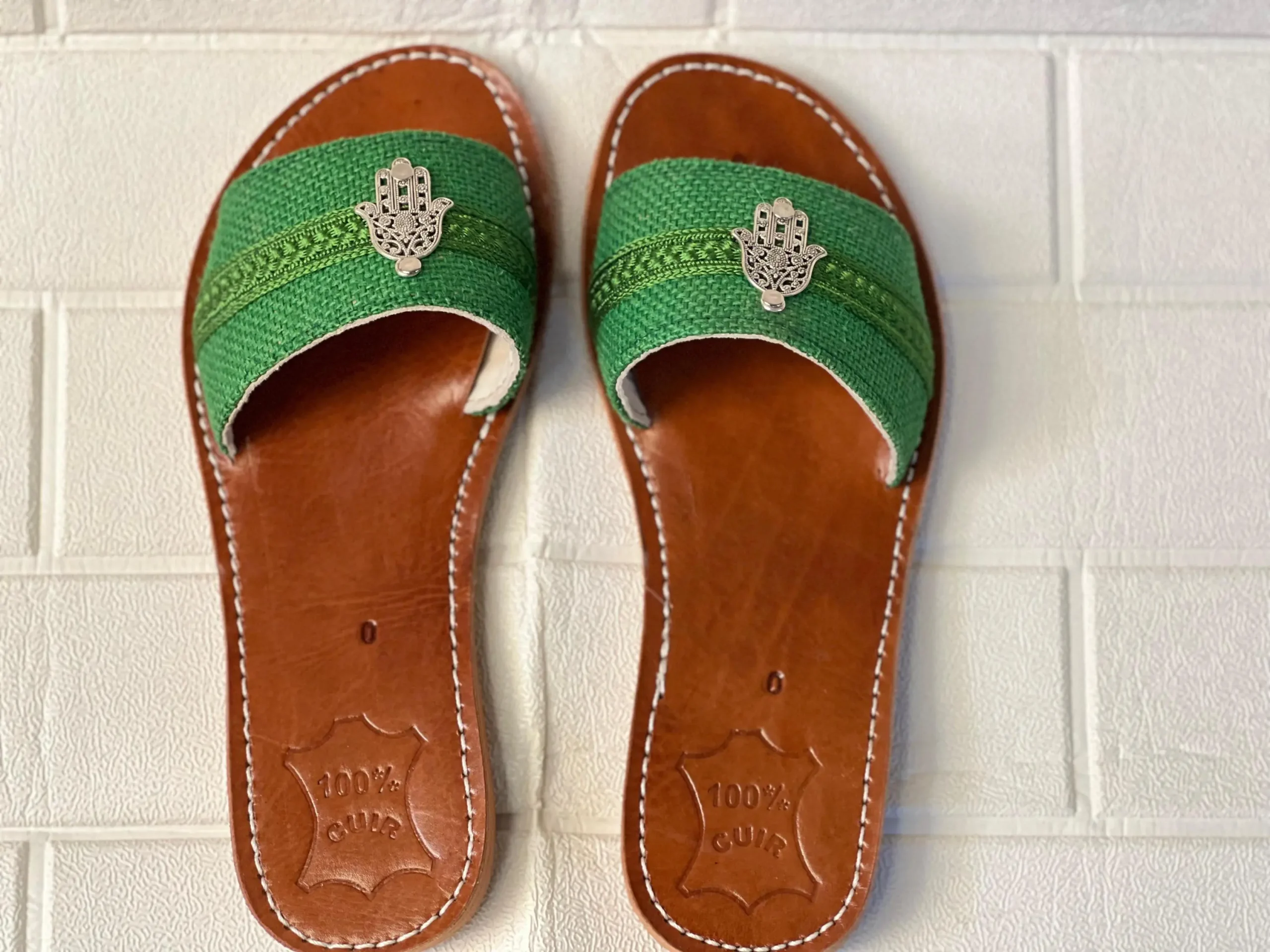 Women’s Turquoise Hamsa Moroccan Leather Sandals