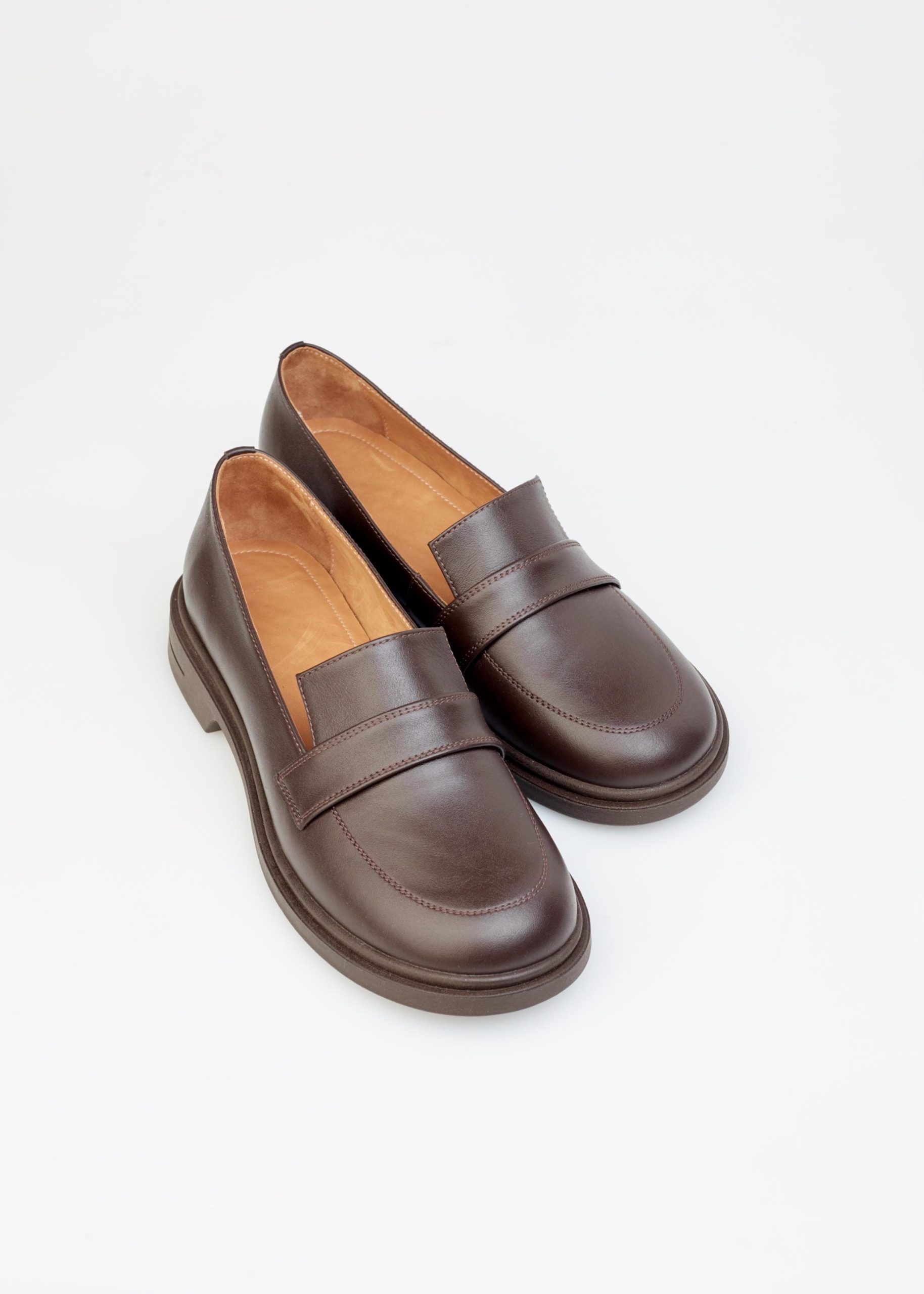 Brown Leather Loafers For Women Classic Elegant Slip